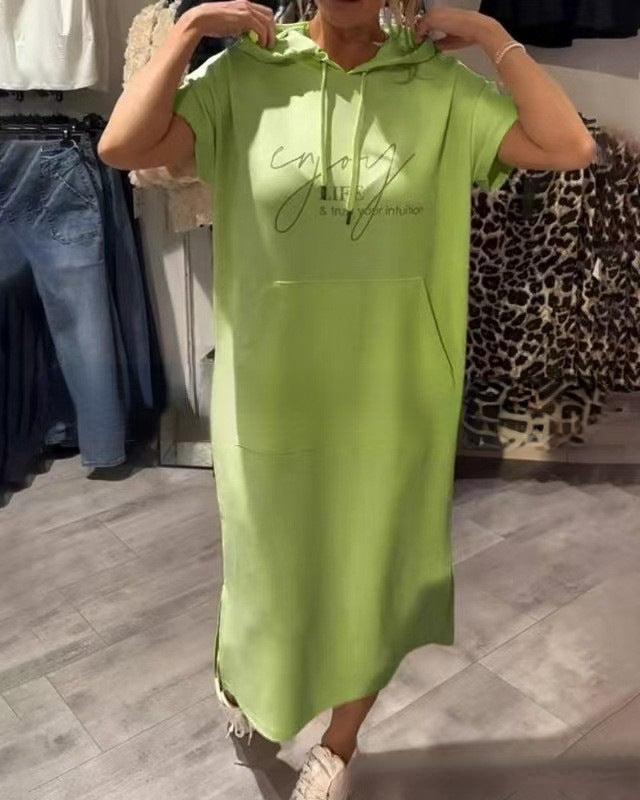Damen Kapuzenkleid mit lässigem Schnitt und praktischen Taschen Drune