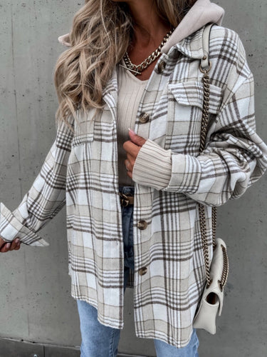 Damen Flanellhemdjacke im Karomuster mit praktischen Taschen und weichem Innenfutter Drune