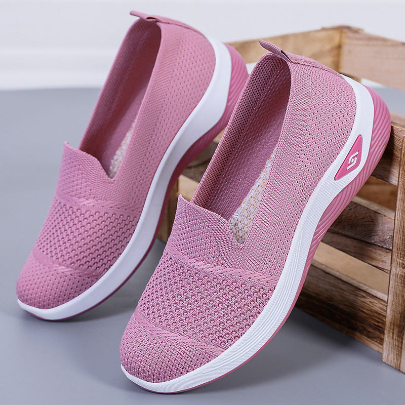 Damen nan eleganter Strick-Slipper mit verstärkter Zehenkappe, flexibler Dämpfungsplattform und Zuglasche Drune