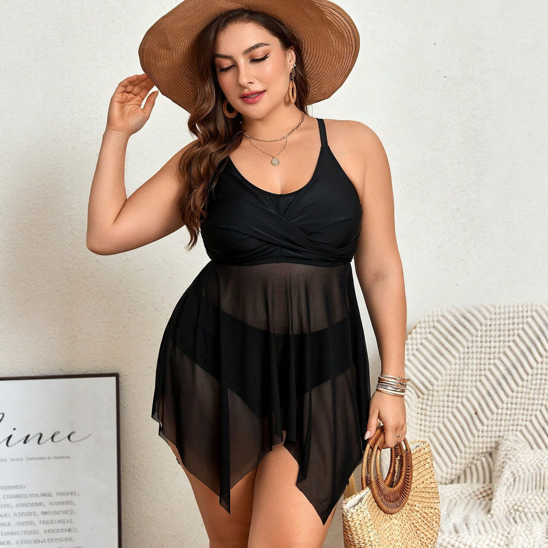 Damen Strandkleid mit transparentem Überrock Drune