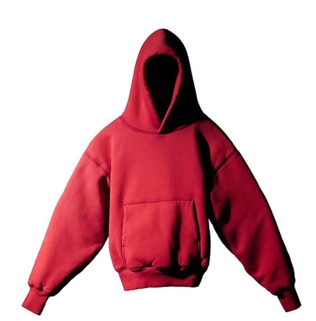 Unisex nan Boxy-Kapuzenpullover mit überlappender Kapuze, verdeckter Kängurutasche und gerippten Bündchen Drune