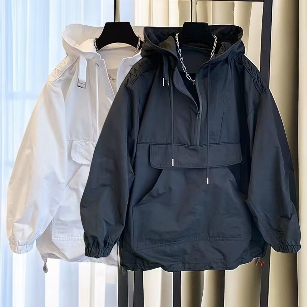 Damen lässige Anorakjacke mit verstellbarem Kapuzensystem und großzügiger Tasche Drune