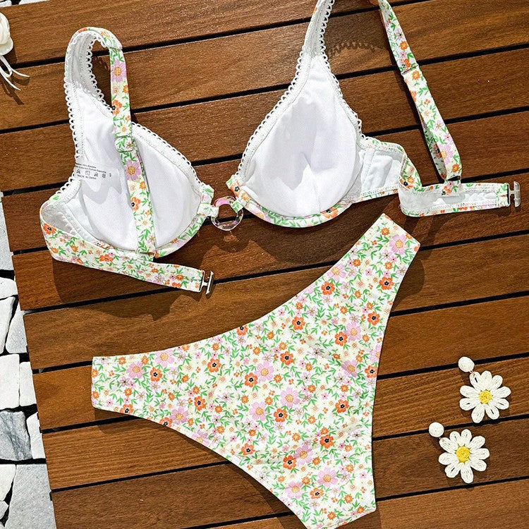 Damen Triangel-Bikini-Set mit dekorativen Ringdetails Drune