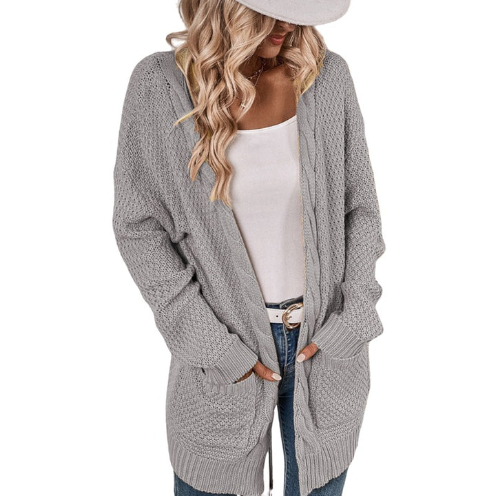 Damen lässige Strickjacke mit tiefen Taschen und knittrigem Design Drune