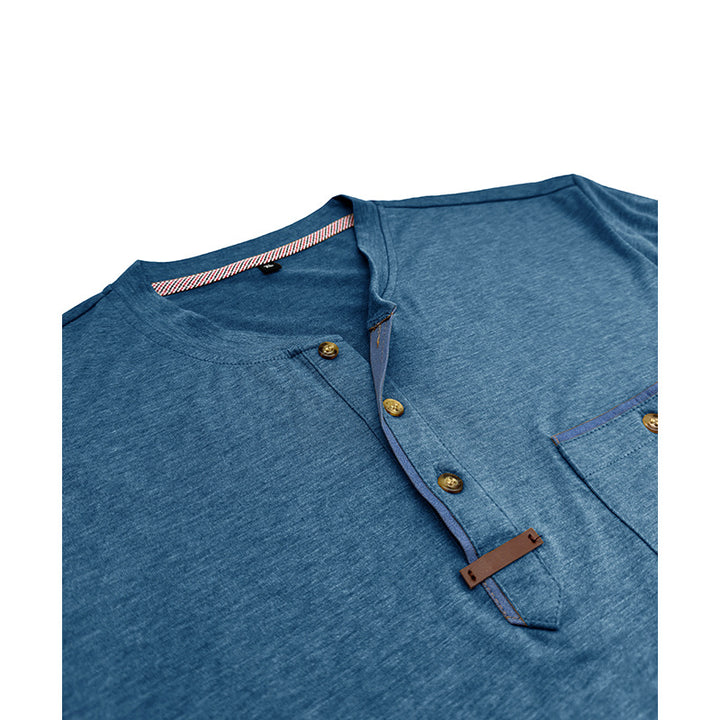 Herren Kurzarm-Henley T-Shirt mit modischen Akzenten Drune