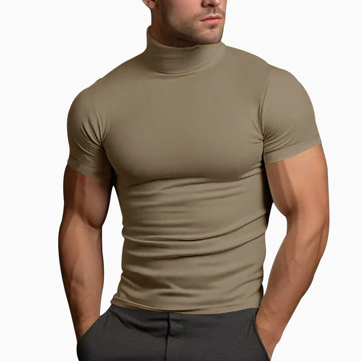 Herren nan körperbetontes Kurzarm-Rollkragenshirt aus Stretchjersey Drune