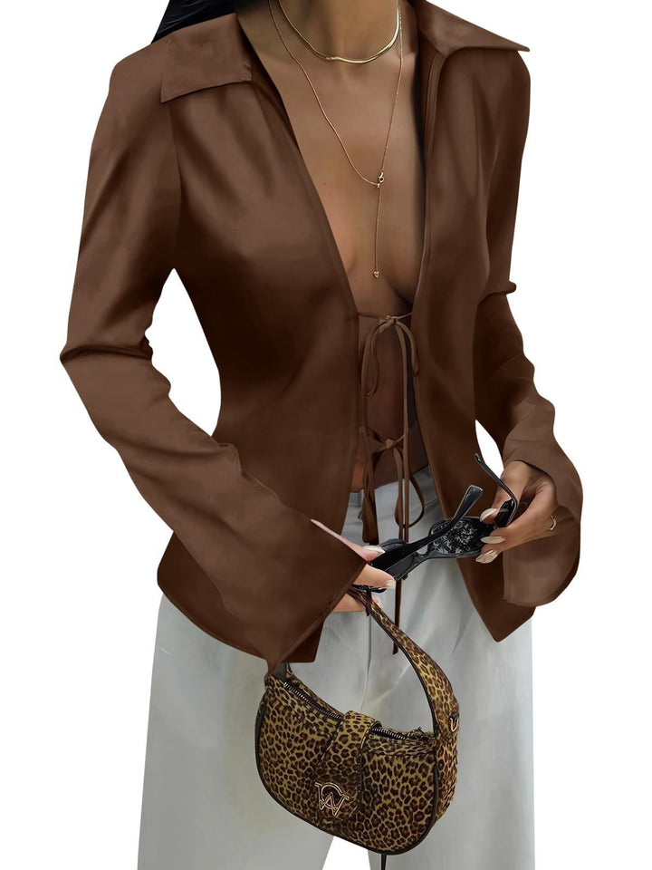 Damen Elegante Bluse mit Laid-Back Schnitt und Raffung Drune
