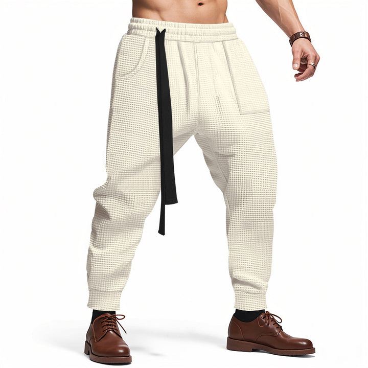 Herren lässige Struktur-Sweatpants mit verstellbarem Kordelzug Drune