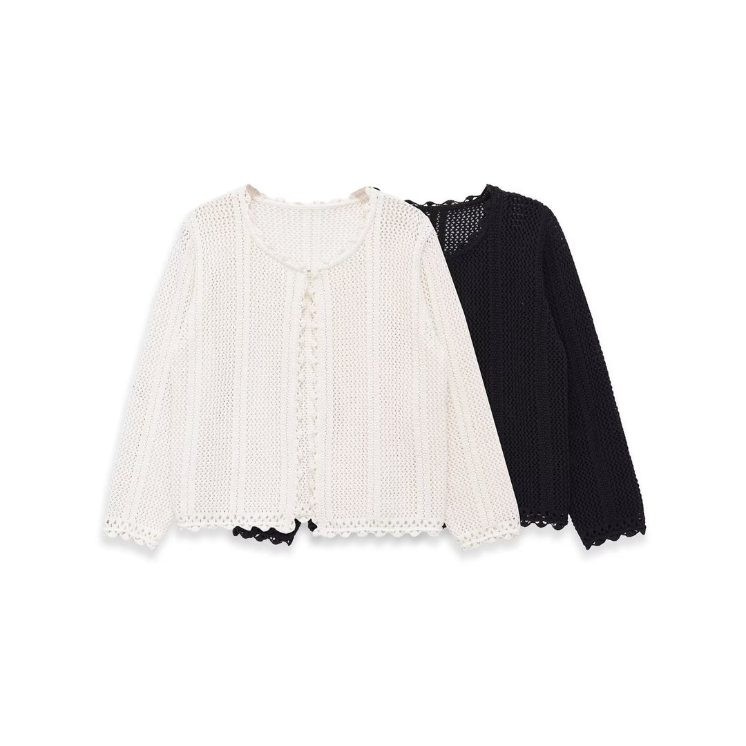 Damen luftige Strickjacke mit feinen Details und romantischem Design Drune