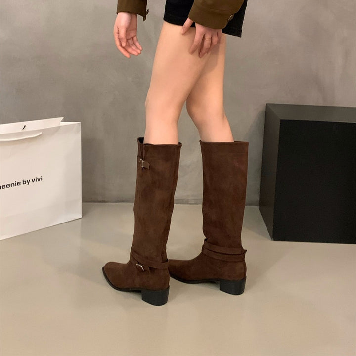 Drune | Beige Knielange Stiefel für Damen - Stilvolles und Bequemes Design für Freizeit- oder formelle Kleidung