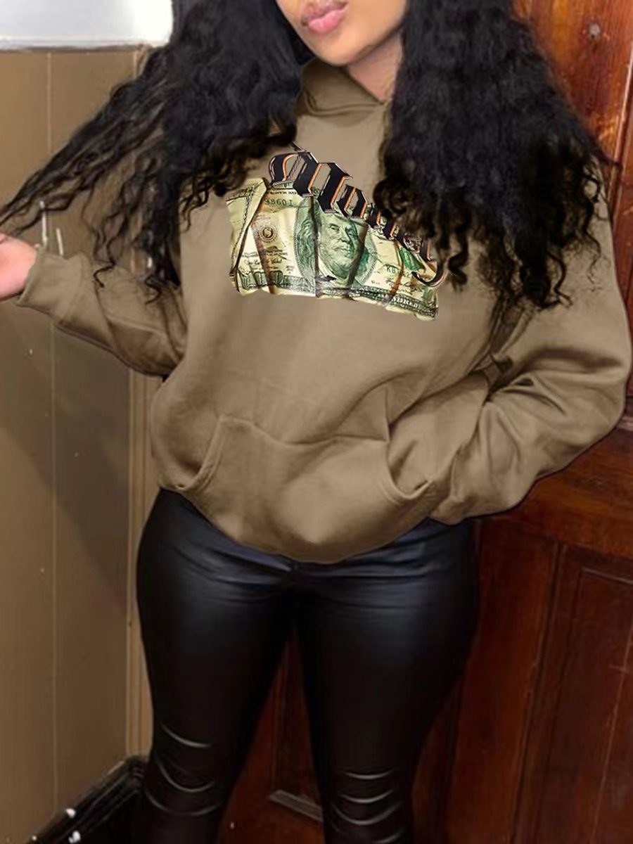 Damen Kapuzenpullover mit kreativem Grafikdruck und bequemer Passform Drune