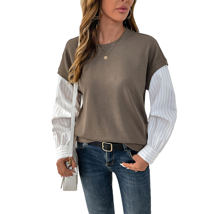 Damen modisches Oberteil mit kreativem Lagenlook und eleganten Krempelärmeln Drune