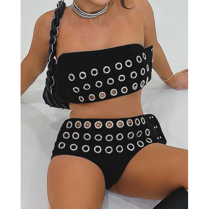 Damen modischer Minirock mit asymmetrischem Schnitt und metallischen Details Drune