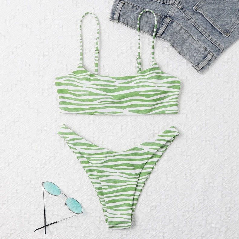 Damen Triangel-Bikini-Set mit sportlichem Design und verstellbaren Trägern Drune