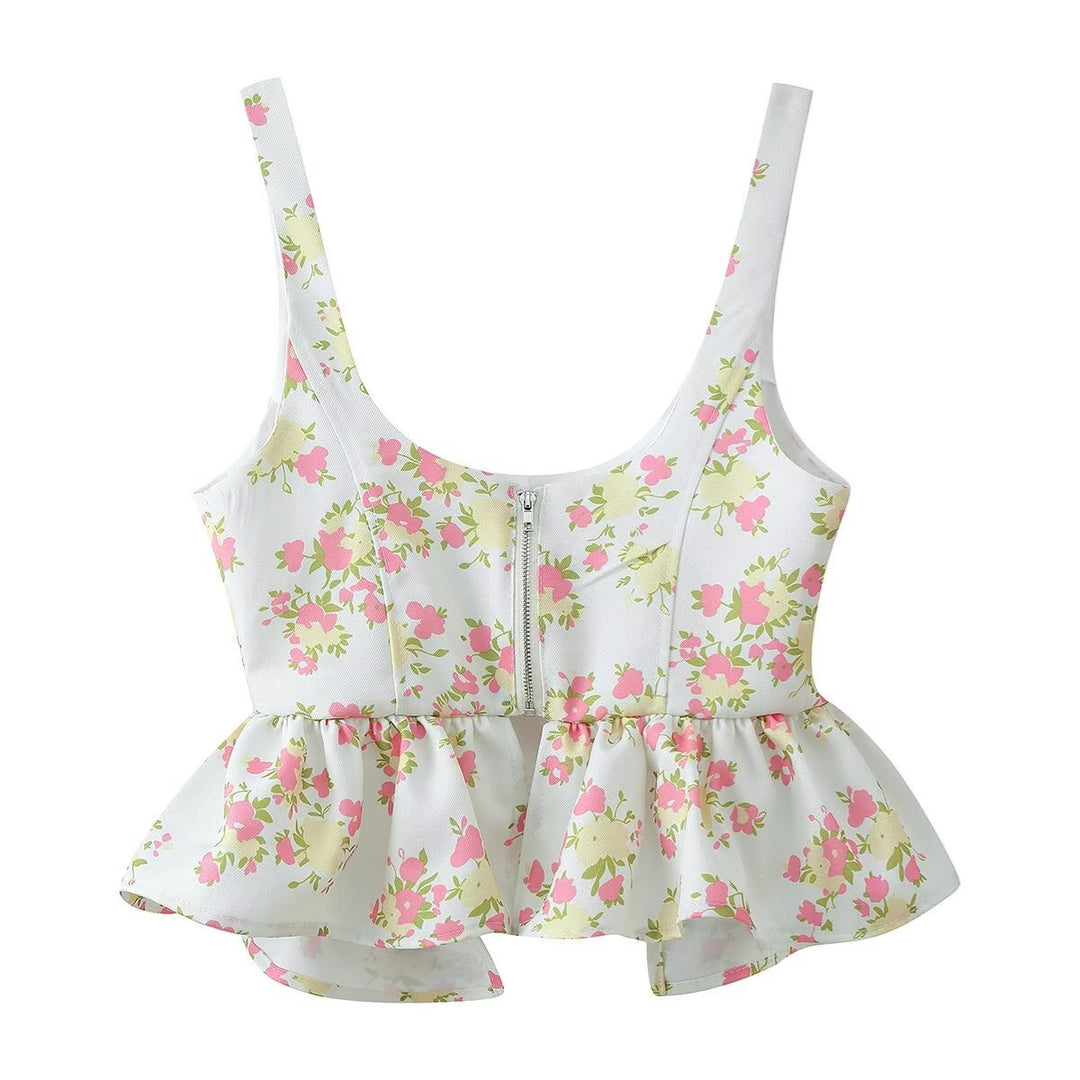 Damen Blumenmuster Crop-Top und Hose Set Drune