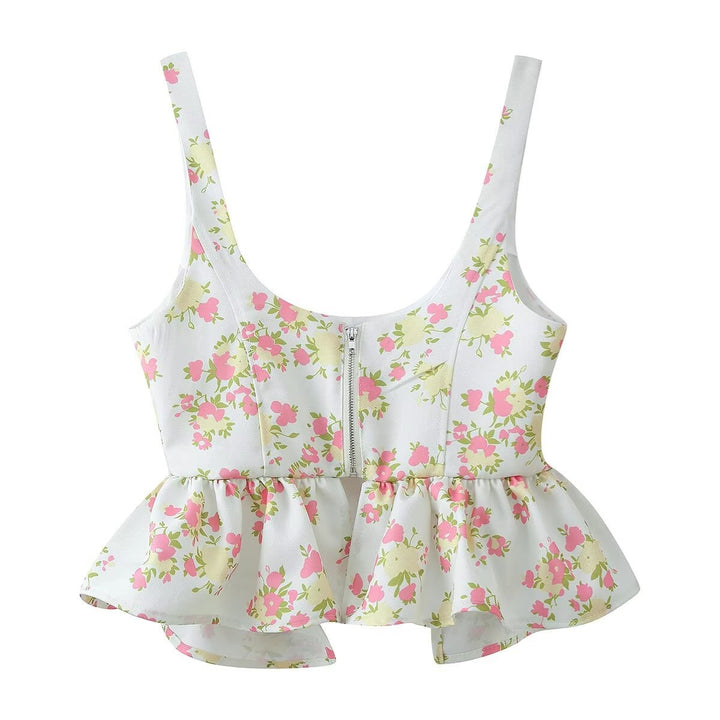 Damen Blumenmuster Crop-Top und Hose Set Drune