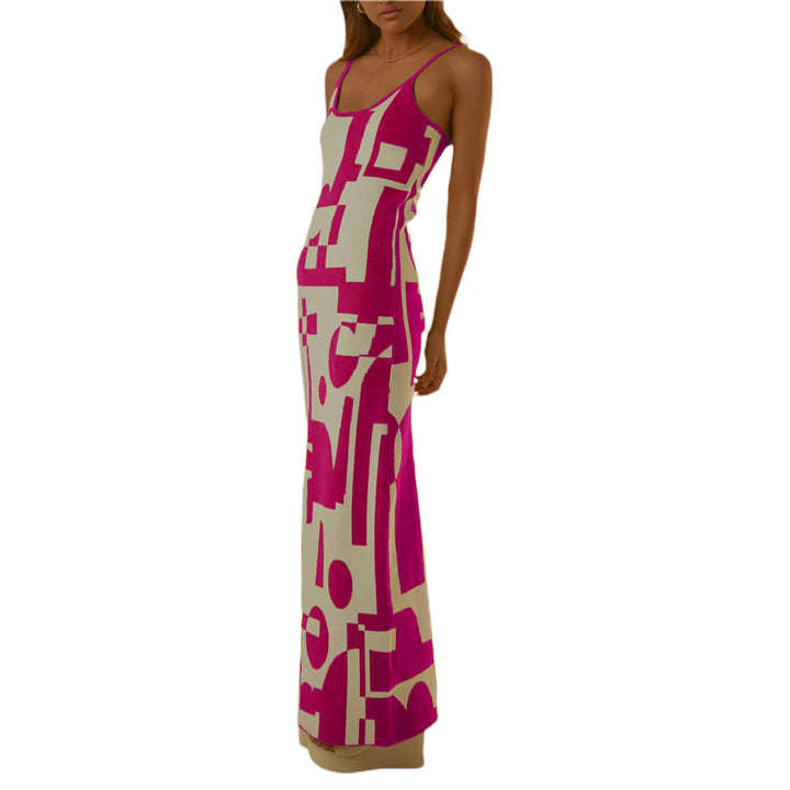 Damen Designer-Midi-Kleid mit stilvollem Grafikmuster Drune