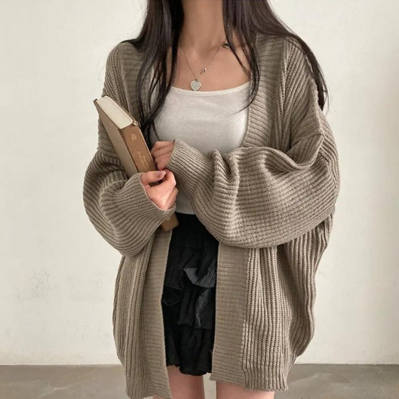 Damen Übergröße Strickjacke mit weit geschnittenen Ärmeln und strukturierter Textur Drune