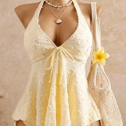 Damen Tankini mit verspielter Raffung Drune