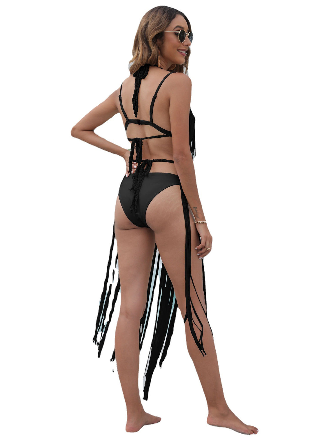 Damen Häkel Strandkleid mit Fransen Drune
