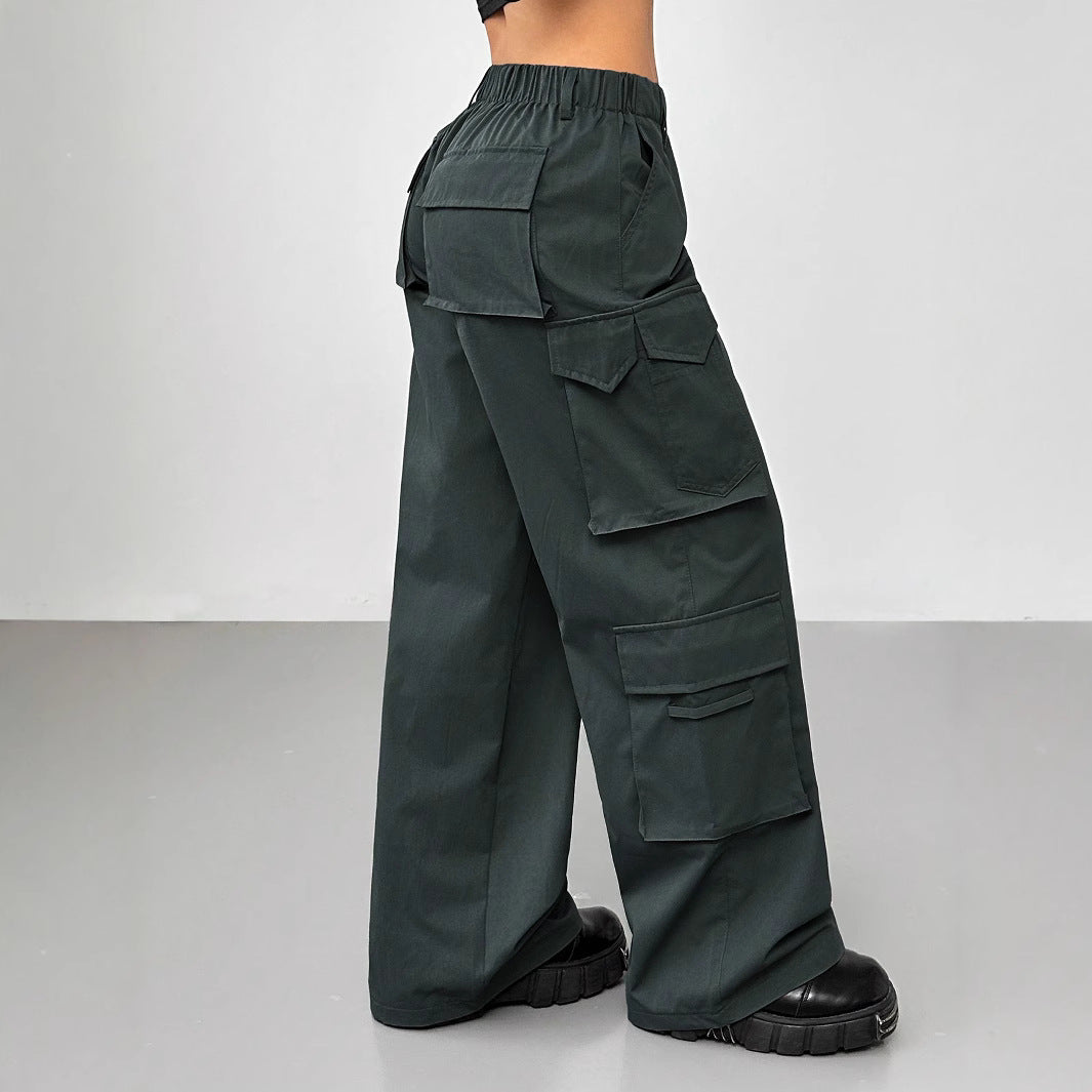 Damen weite Cargo-Hose mit elastischem Bund und praktischen Taschen Drune