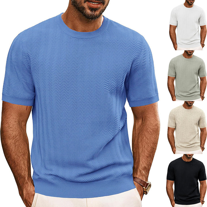 Herren strukturiertes Rundhals T-Shirt Drune