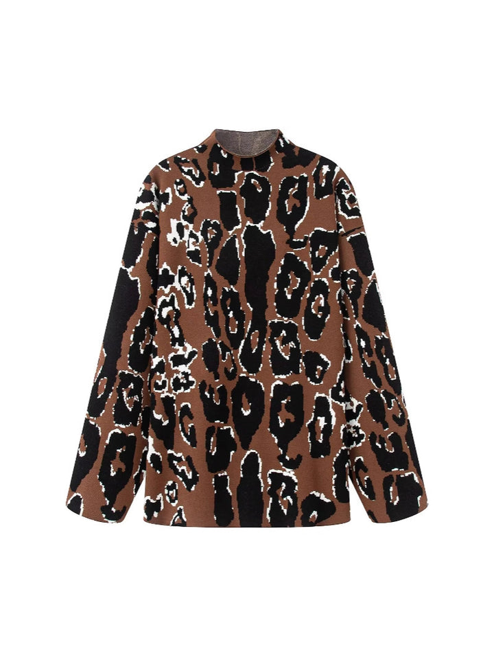 Damen lässiger Animal-Print Pullover Drune
