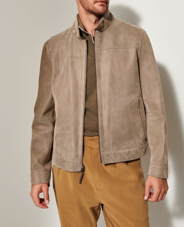 Herren Lederjacke im modernen Schnitt mit strukturiertem Obermaterial Drune