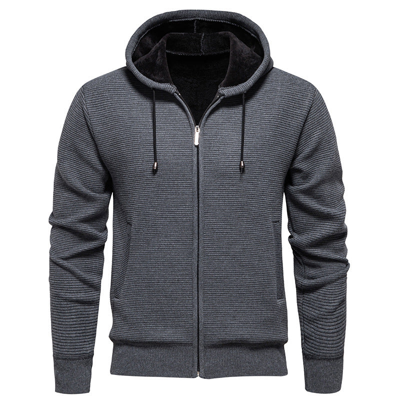 Herren moderne Kapuzenjacke mit strukturierter Oberfläche und weichem Innenfutter Drune