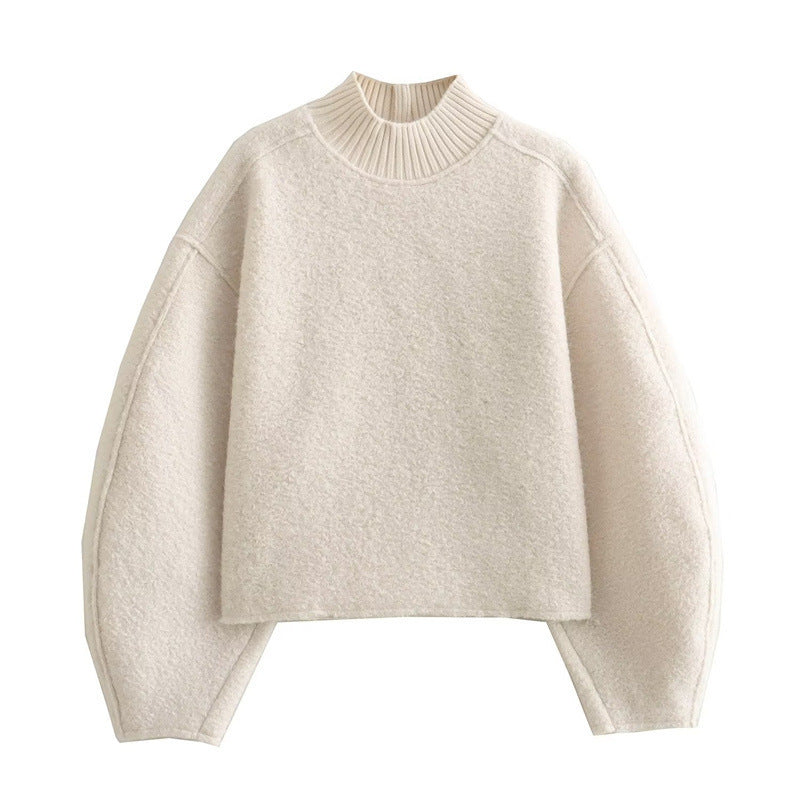 Damen Kuscheliger Pullover mit hohem Kragen und überschnittenen Schultern Drune