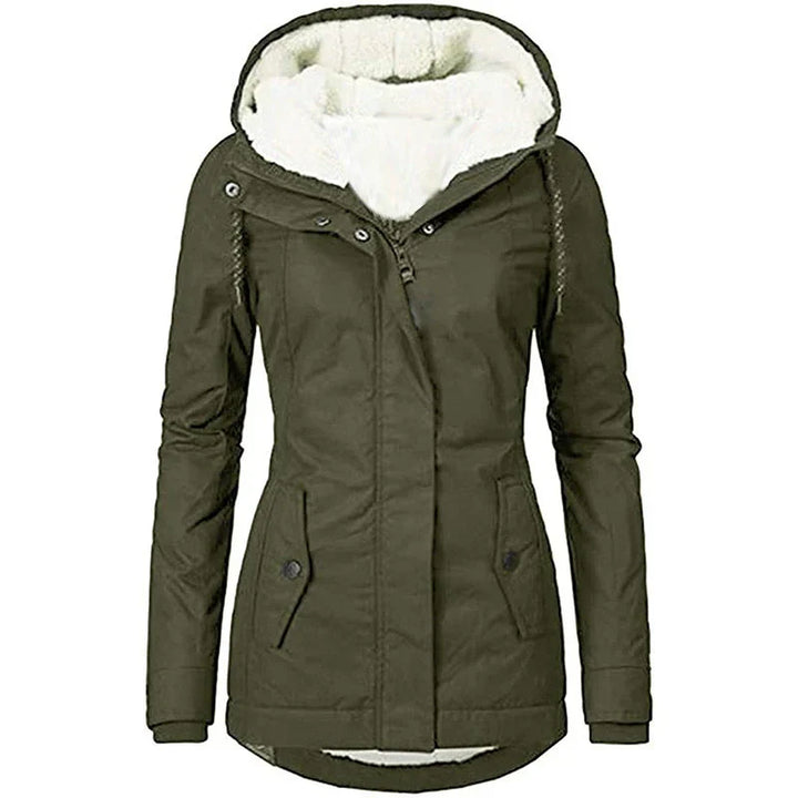Drune | Damen Kapuzenparka – Semi-Fitted – Plüschfutter – Mittellange – Wetterbeständig