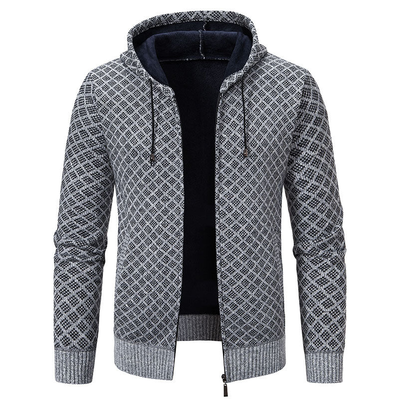 Herren stylische Jacke mit modernem Wabenmuster und Kapuze Drune