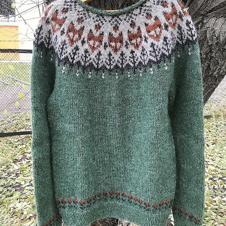 Damen nan Norwegerpullover aus Wollmix mit Rundhalsausschnitt und traditionellem Fair-Isle-Yoke Drune