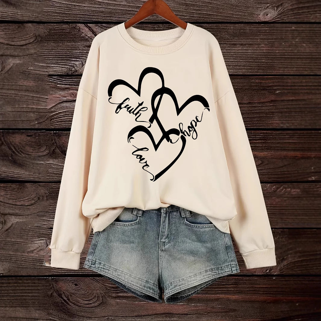 Damen Sweatshirt mit romantischem Herzmotiv und inspirierendem Aufdruck Drune