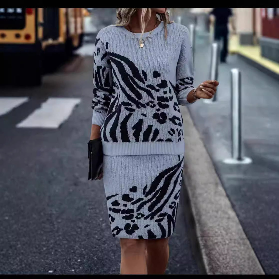 Damen Strickkleid im Leopardenmuster Drune