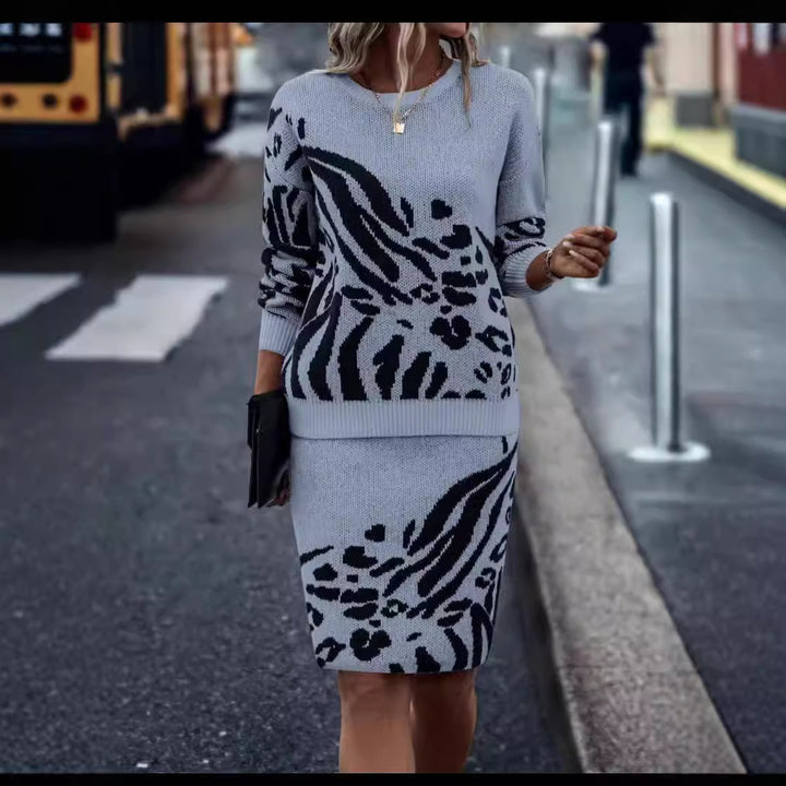 Damen Strickkleid im Leopardenmuster Drune