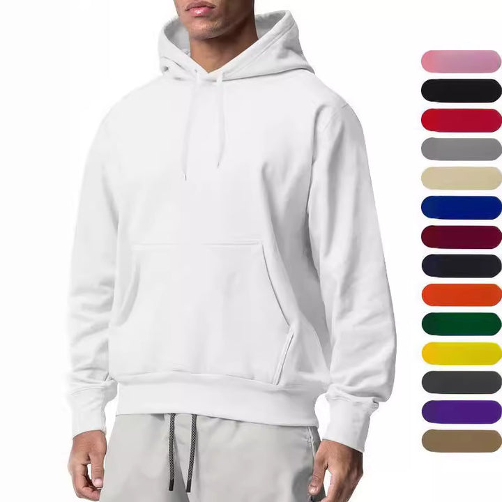 Herren nan Kapuzenpullover mit Kängurutasche, Relaxed-Fit und gerippten Bündchen Drune