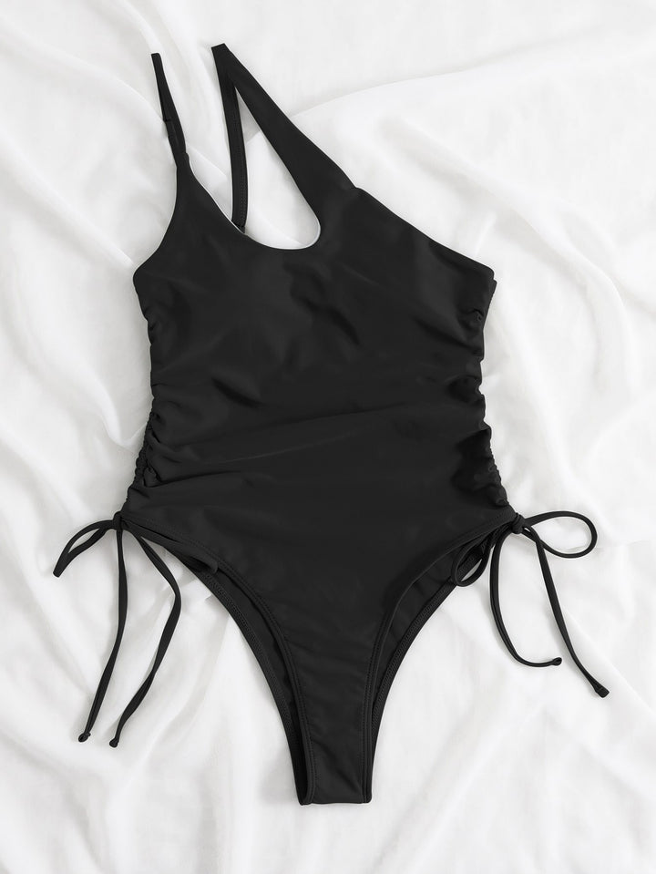 Damen Einteiler Badeanzug mit raffiniertem Wickeldetail und verstellbaren Trägern Drune