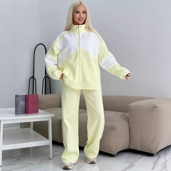 Damen sportliches Zweiteiler-Set mit hochschließendem Reißverschluss und weichem Material Drune