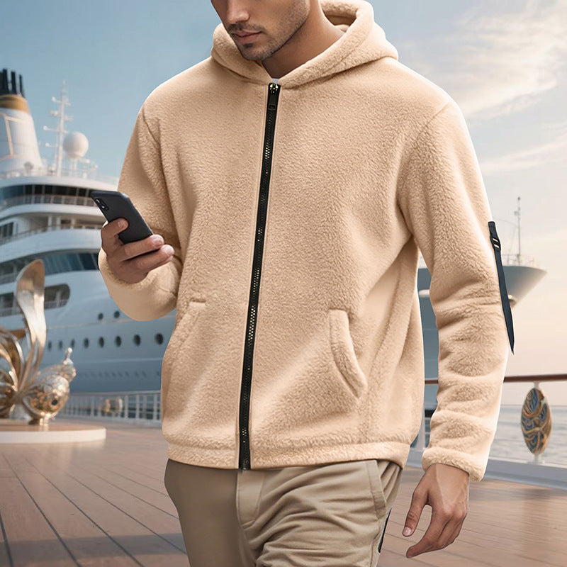Herren kuscheliger Fleece-Hoodie mit glänzendem Reißverschluss und praktischen Taschen Drune