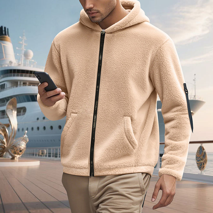 Herren kuscheliger Fleece-Hoodie mit glänzendem Reißverschluss und praktischen Taschen Drune