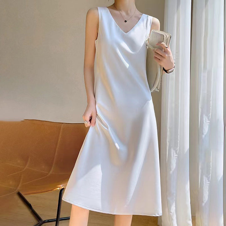 Damen Viskose Maxikleid mit tiefem V-Ausschnitt Drune