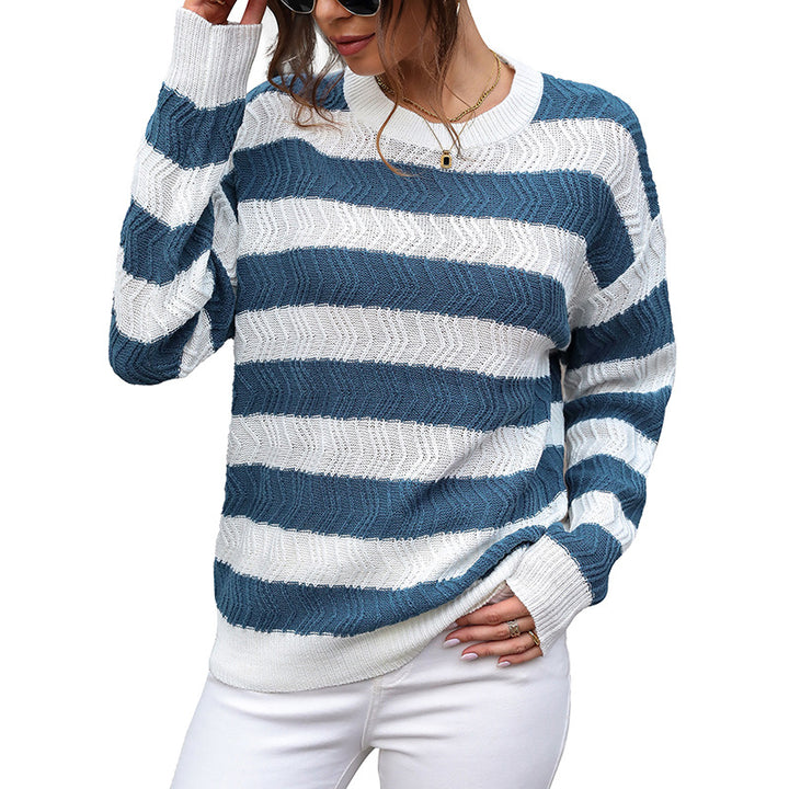 Damen Strickpullover mit modernen Streifen und lässigem Schnitt Drune
