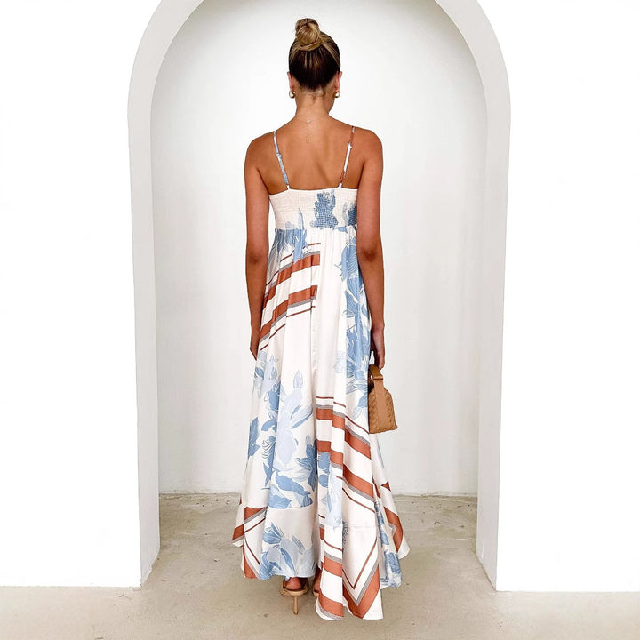Damen Maxikleid mit verspieltem Blumendesign und ausgeschnittenen Details Drune