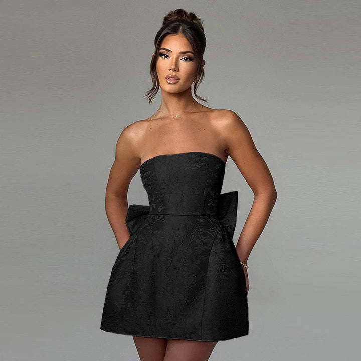 Damen Bereichertes Cocktailkleid mit drapiertem Oberteil und Schleifen-Details Drune