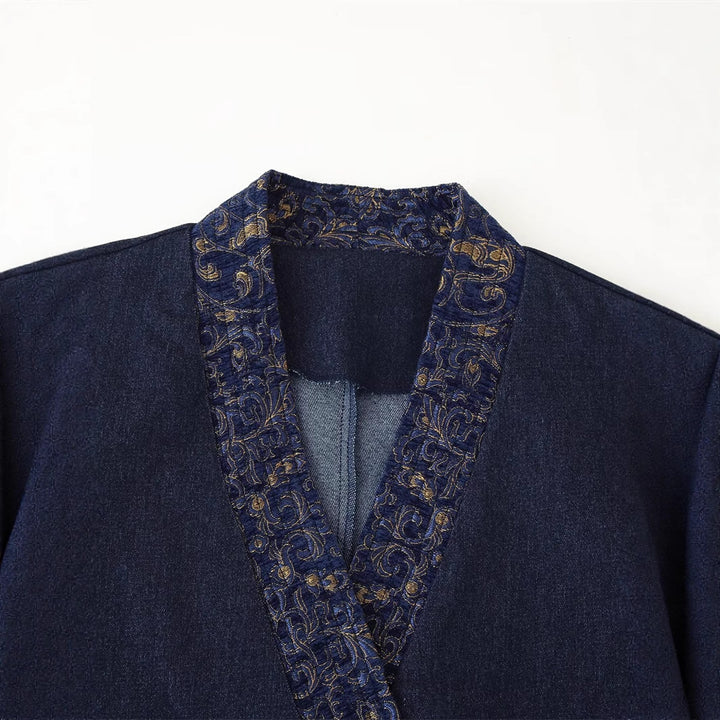 Damen Modische Jacke mit eleganter Bestickung und asymmetrischem Schnitt Drune
