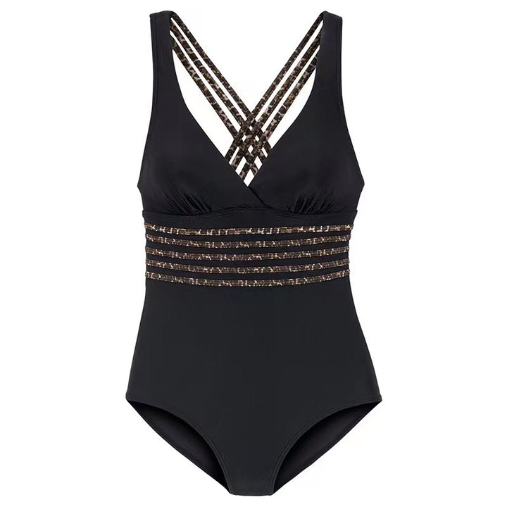 Damen Einteiliger Badeanzug mit figurformendem Design und tiefem V-Ausschnitt Drune