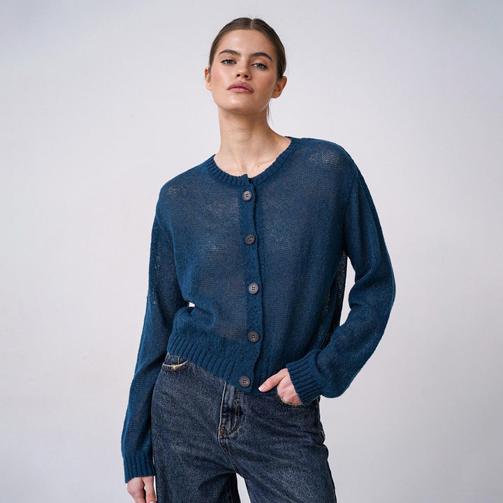 Damen floraler Strickcardigan mit Knopfverschluss und bequemer Passform Drune