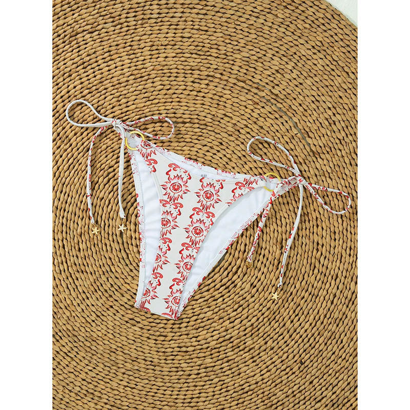 Damen Triangel-Bikini mit Goldring-Details und seitlichen Bindebändern Drune