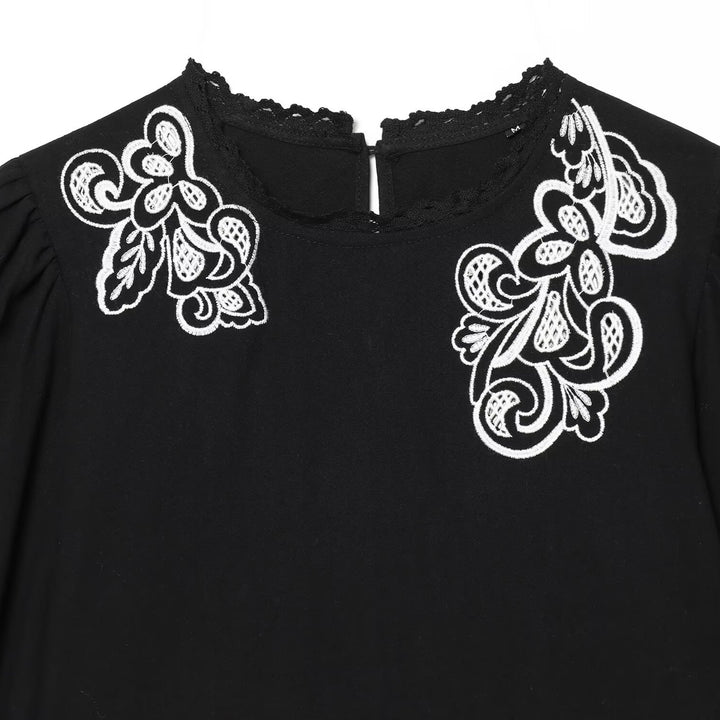 Damenbluse mit floraler Spitze und Volantärmeln Drune